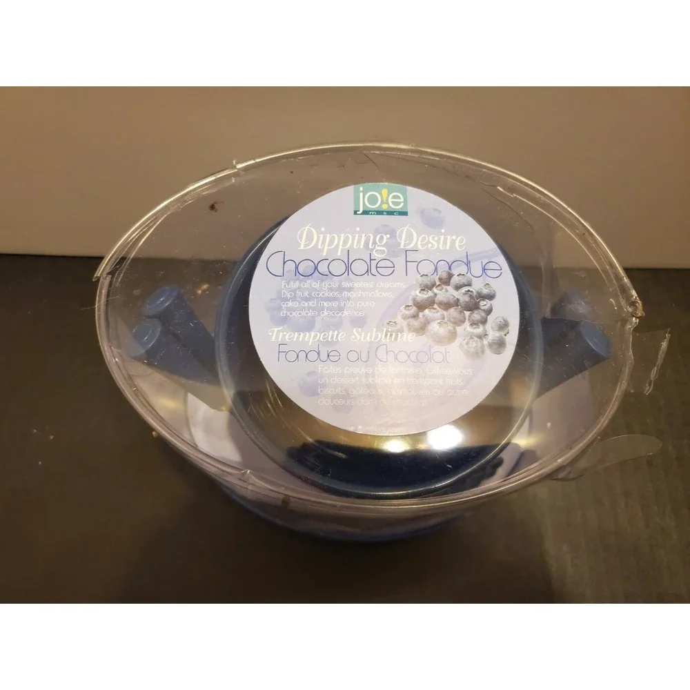Joie MSC Dipping‎ Desire Chocolate Fondue Set Ceramic Bowl Iron Base 7pc Blue